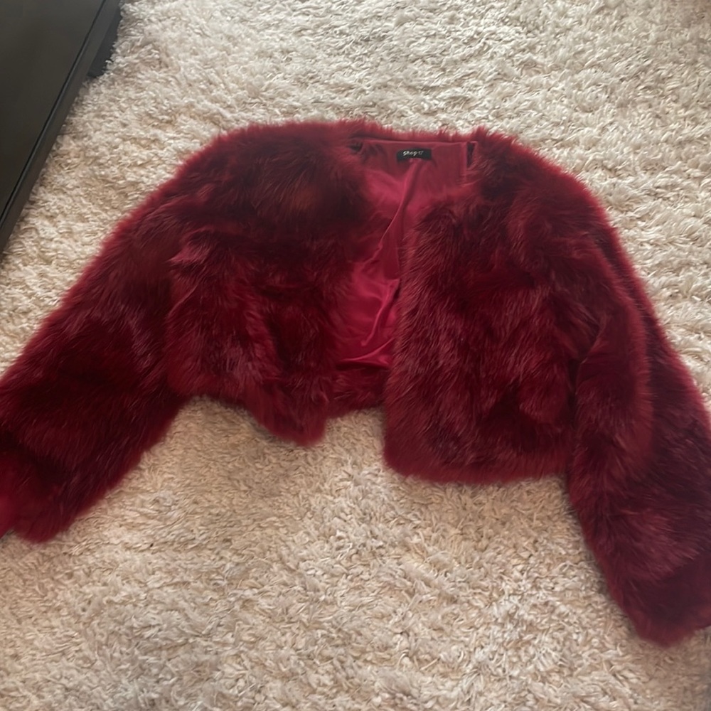 RED FAUX FUR JACKET